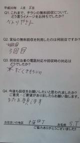 ２月７日。楓町・杉の入のお客様の声です。ありがとうございました。