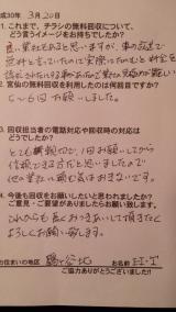 ３月１７日と２０日のお客様の声です。ありがとうございました。